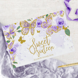 Livro de Visitas Sweet 16 Borboleta Floral Dourado