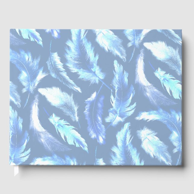 Livro De Visitas sweet dreams - light blue watercolor feathers : (Frente)