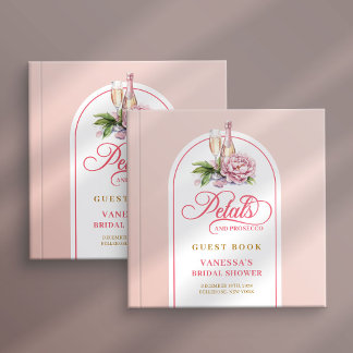 Livro De Visitas Sweet petals and prosecco blush gold guest book
