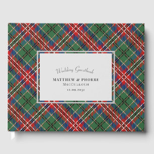 Livro De Visitas Tartan de Casamento Xadrez Rústico