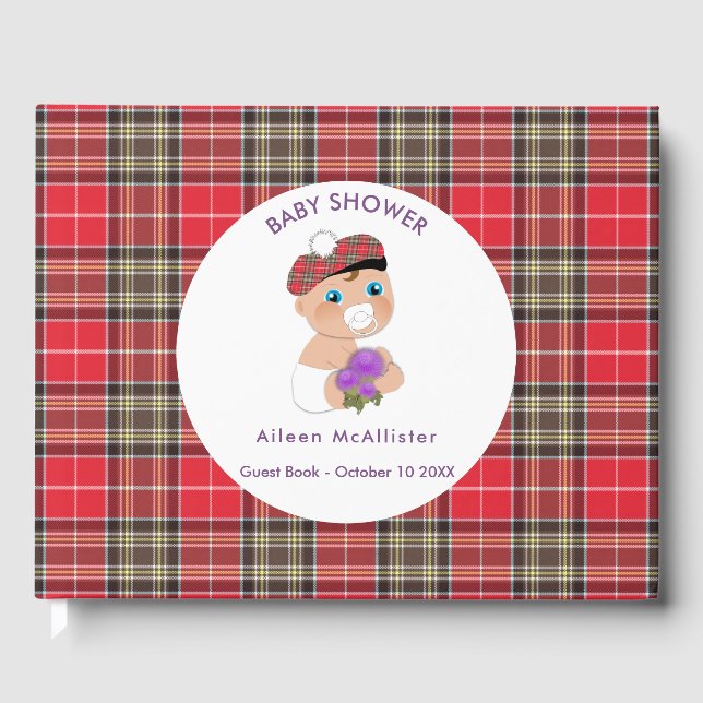 Livro De Visitas Tartan escocês |Este Chá de fraldas personalizado (Frente)