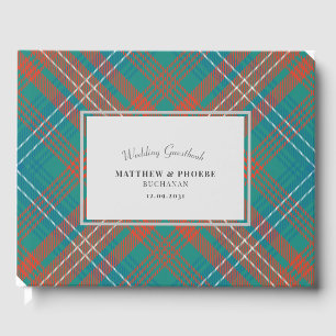 Livro De Visitas Tartan Personalizado Rústico Wilson Xadrez Casamen