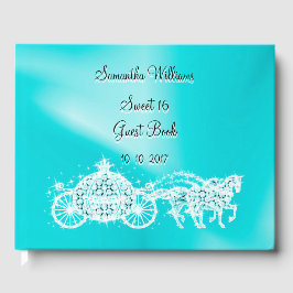 Livro De Visitas Teal Princess Coach & Horses Sweet 16