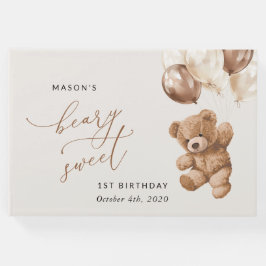 Livro De Visitas Teddy Bear, Balões Marrons, Primeiro Aniversário