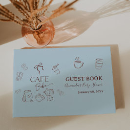 Livro De Visitas Tema de Café Arco-íris Azul Café Bebe Menino Churr