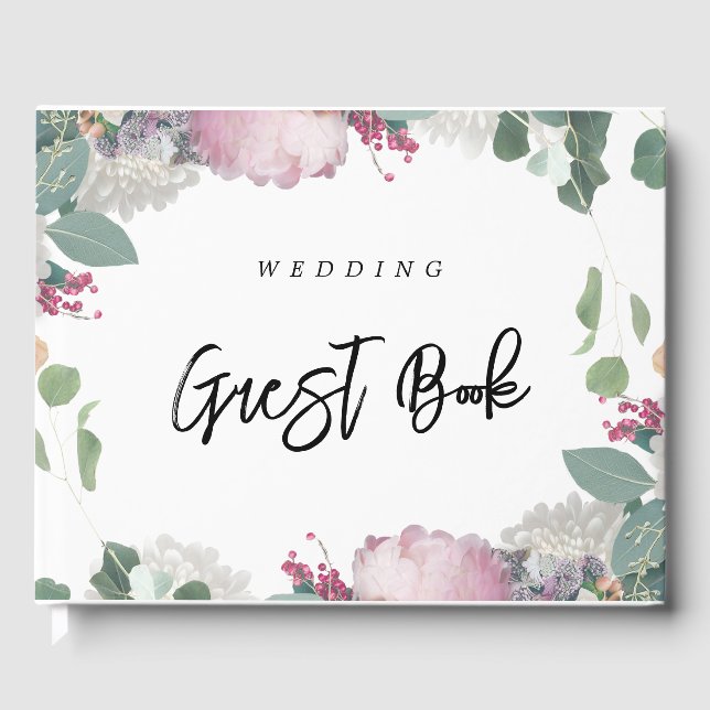 Livro De Visitas Tema de Casamento Floral (Frente)