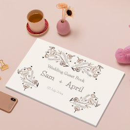 Livro De Visitas Tema de Casamento Floral Brown