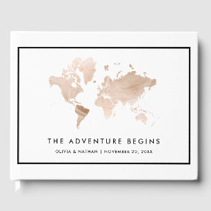 Livro De Visitas Tema elegante glamoroso do viagem do mapa do mundo