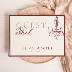 Livro De Visitas Tema Old Money Vermelho Intenso Casamento Retro