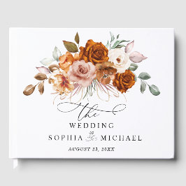 Livro De Visitas Terracotta Burnt Orange Floral Wedding Guest Book