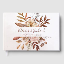 Livro De Visitas Terracotta Ferrugem Flores Boho Folhagem Outono Ca
