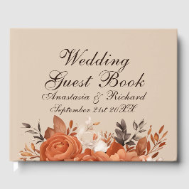 Livro De Visitas Terracotta leve e Casamento Laranja Queimado