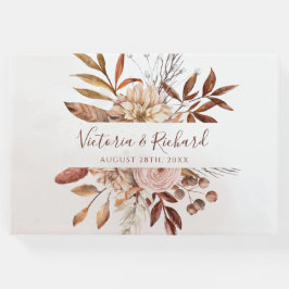 Livro De Visitas Terracotta Rust Flores Boho Fall Foliage Casamento