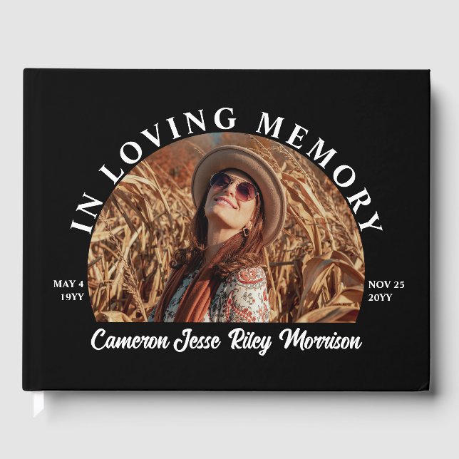 Livro De Visitas Texto Arranjado De Metade Da Lua Preta Em Memória  (Frente)