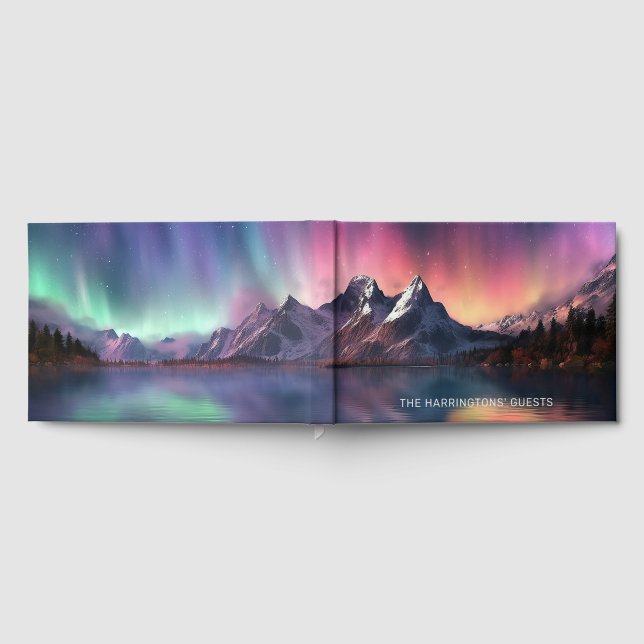 Livro De Visitas Texto personalizado Aurora Borealis (Completo)