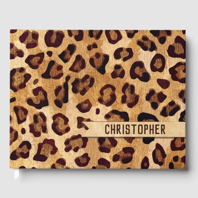 Livro De Visitas Texto Russo Leopard Imprimir Nome (Frente)