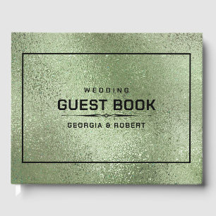 Livro De Visitas Textura iridescente verde Shimmering