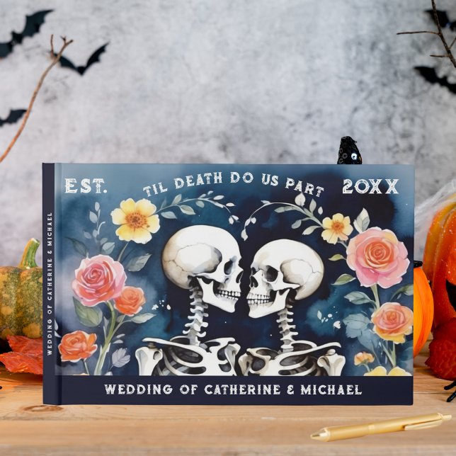 Livro De Visitas Til Death Nos Parte Skeletons Casamento Gótico (Criador carregado)