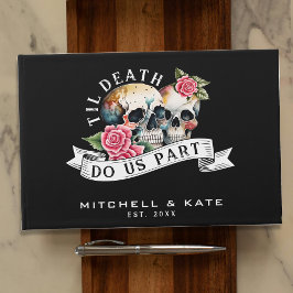 Livro De Visitas Til Death Nos Parte Skulls & Rosa Black Wedding