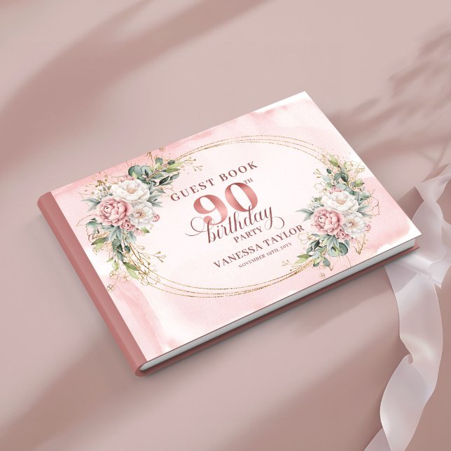 Livro De Visitas Timeless Blush Gold Floral Eucalyptus 90 Birthday (Timeless Blush Gold Floral Eucalyptus 90th Guest Book)