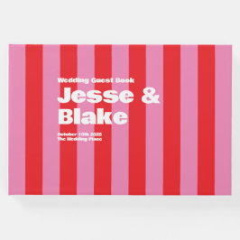 Livro De Visitas Tipografia a negrito, Casamento rosa e vermelho