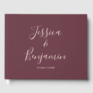 Livro De Visitas Tipografia Elegante Minimalista em Borgonha