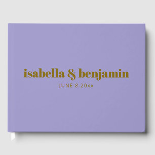 Livro De Visitas Tipografia Negrita Moderna Roxo Suave Casamento Pe