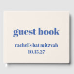 Livro De Visitas Tipografia Negrito Ivory Blue Cute Bat Mitzvah<br><div class="desc">Tipografia Negra Livro de Convidado do Bat Mitzvah,  Azul-marfim</div>