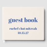 Livro De Visitas Tipografia Negrito Ivory Blue Cute Bat Mitzvah<br><div class="desc">Tipografia Negra Livro de Convidado do Bat Mitzvah,  Azul-marfim</div>