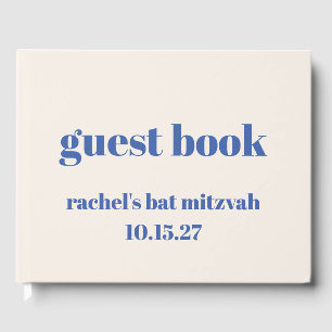 Livro De Visitas Tipografia Negrito Ivory Blue Cute Bat Mitzvah