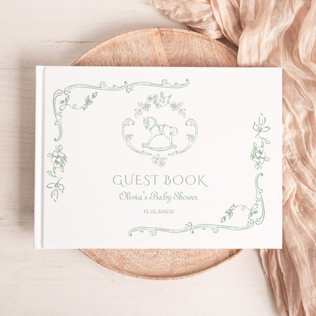 Livro De Visitas Toile Sage green Rocking Chá de fraldas (Criador carregado)