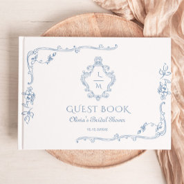 Livro De Visitas Toile Vintage floral Crest Noiva Chuva