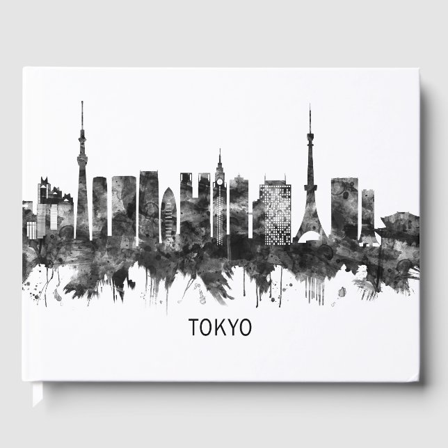 Livro De Visitas Tokyo Japan Skyline BW (Frente)