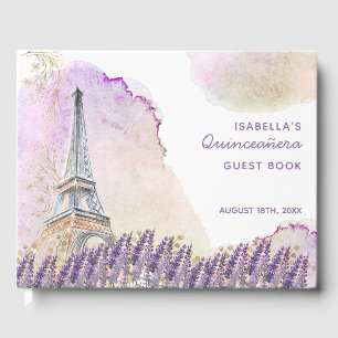 Livro De Visitas Torre Eiffel de Paris Lavanda Francesa Quinceanera