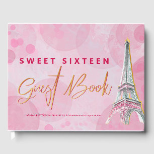 Livro De Visitas Torre Eiffel Paris Rosa Dourado Ooh La La Personal