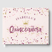 Trendy Blush Burgundy e Confetti Quinceañera Doura