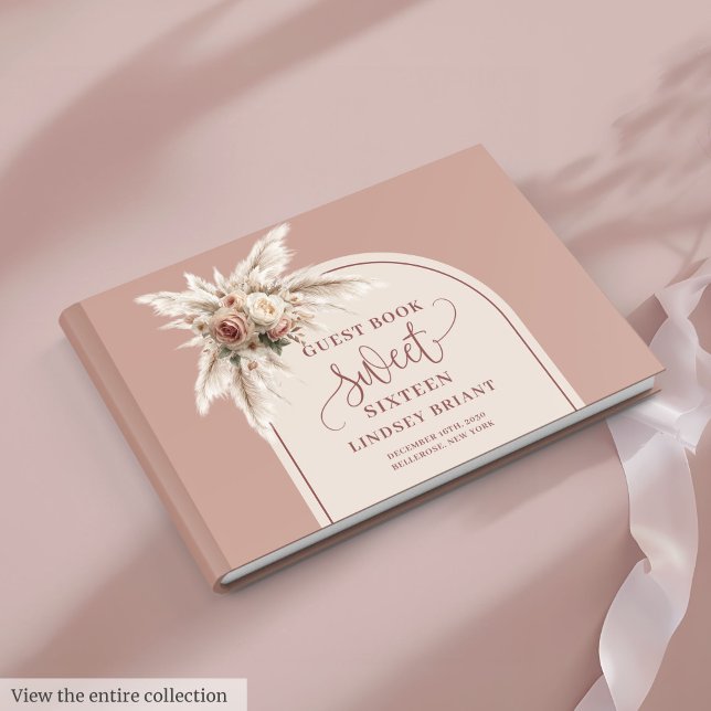Livro De Visitas Trendy Boho Dusty Pink Pampas Floral Sweet Sixteen (Trendy Boho Dusty Pink Pampas Floral Sweet 16)
