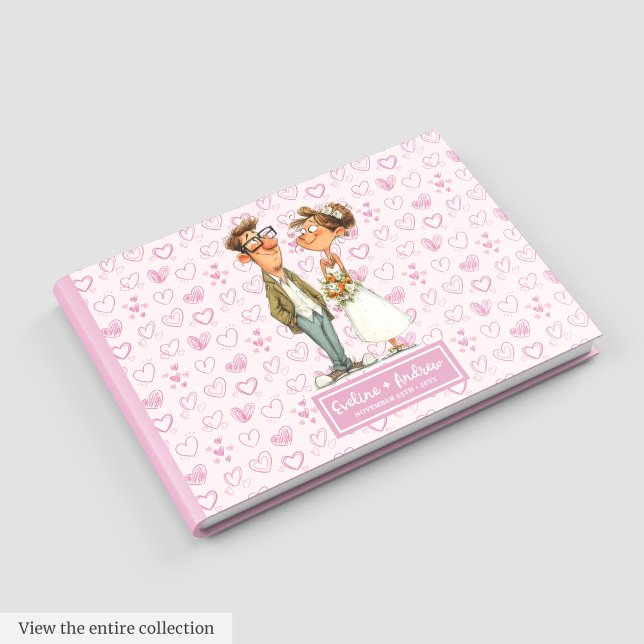 Livro De Visitas Trendy Cartoon Quirky Bride Groom Guest (Trendy Cartoon Quirky Bride Groom Guest book)