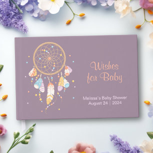 Livro De Visitas Tribal Dreamcatcher Boho Chá de fraldas Roxo