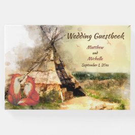 Livro De Visitas Tribal Tipi e Raposas no Casamento de Teepee de Am