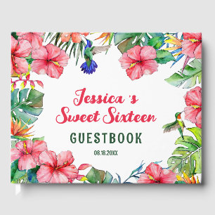 Livro De Visitas Tropical Floral Havaiana Doce Dezesseis
