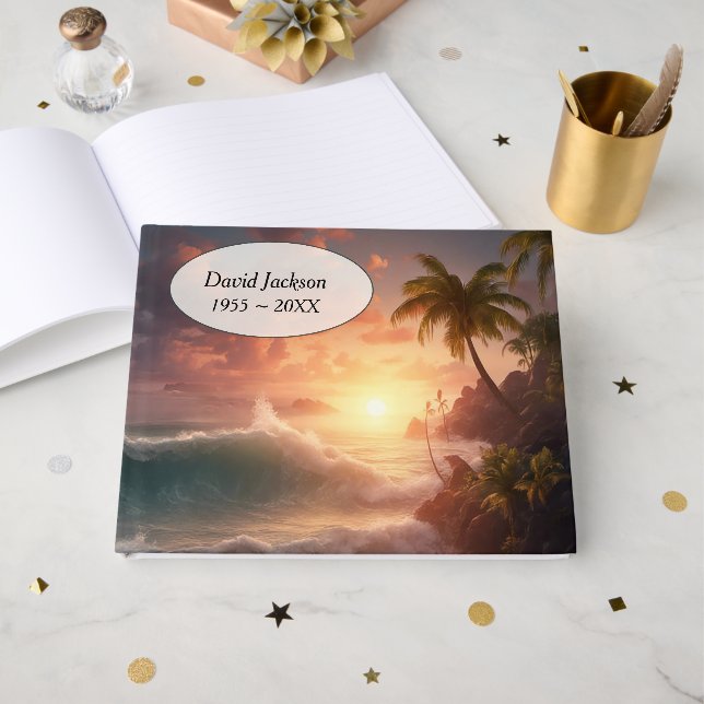 Livro De Visitas Tropical Morning Sunrise for Memorial Service  (Frente aberta)