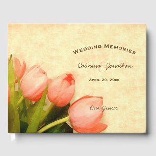 Livro De Visitas Tulipas cor-de-rosa que wedding memórias dos