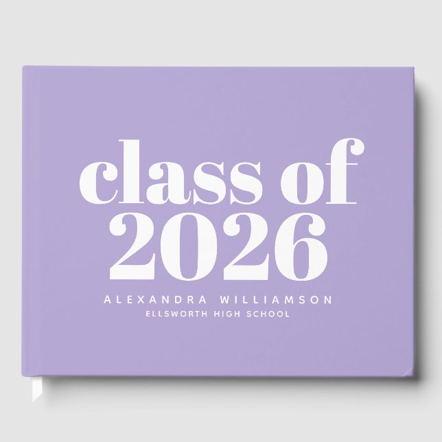 Livro De Visitas Turma de 2026 Lavanda Moderna Personalizada (Frente)