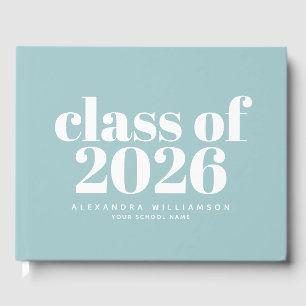 Livro De Visitas Turma de 2026 Retro Azul Suave Nome Personalizado