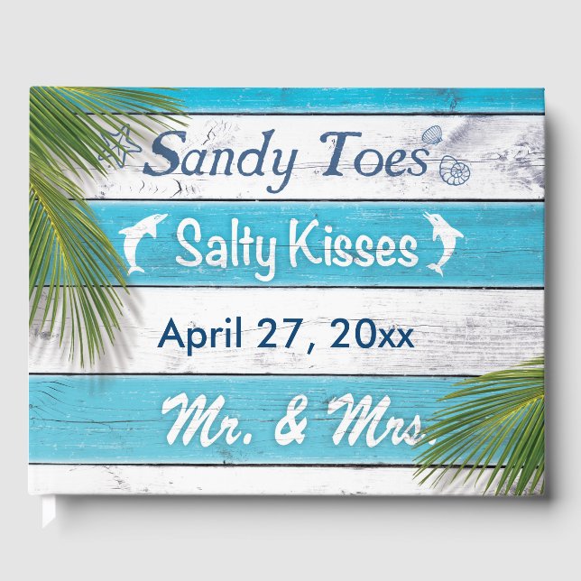 Livro De Visitas Turquoise Sandy Toes Salty Kisses (Frente)