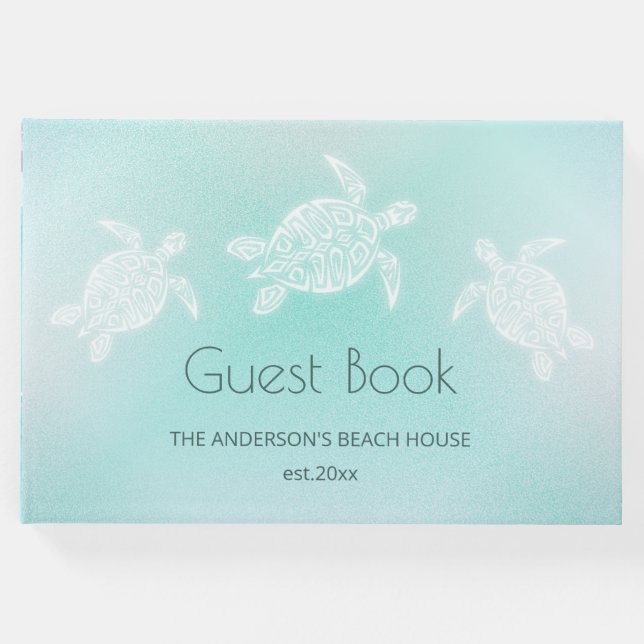 Livro De Visitas Turquoise White Turtles (Frente)