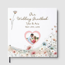 Livro De Visitas Um Casamento de Flores Silvestres em Aquarela Eleg