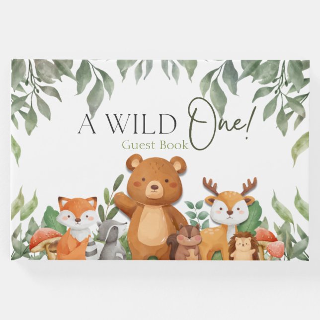 Livro De Visitas Um Chá de fraldas selvagem de animais selvagens da (Frente)