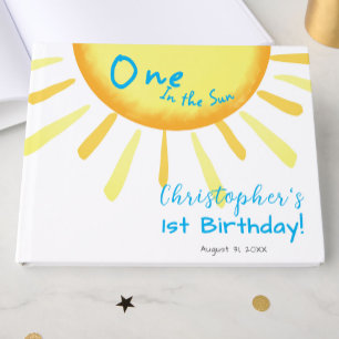 Livro De Visitas Um no Sol Azul Primeiro Aniversário Personalizado